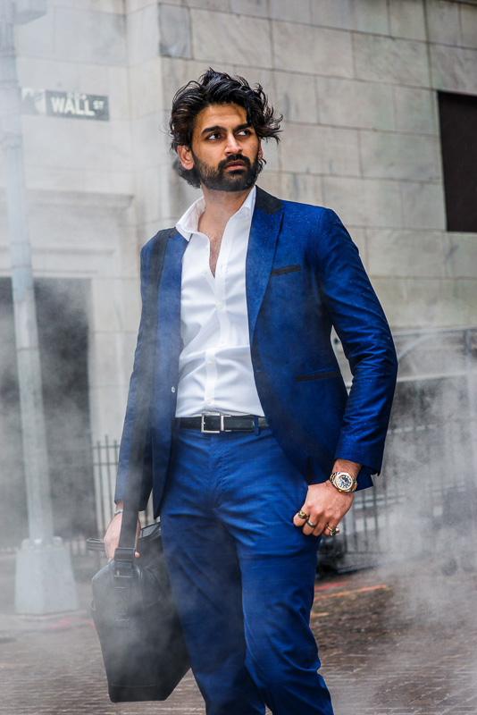 Walking Through Fog in New York Wall Street