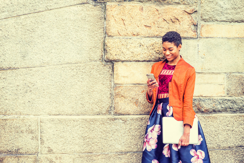 Happy Girl Texting