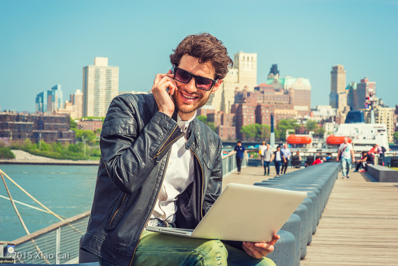 Businessman Enjoying Working Outside